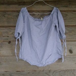 Faded Glory striped 1/2 sleeve slouchy blouse